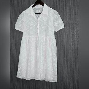 NWOT SHEIN White Eyelet Lace Fabric Dress, Medium